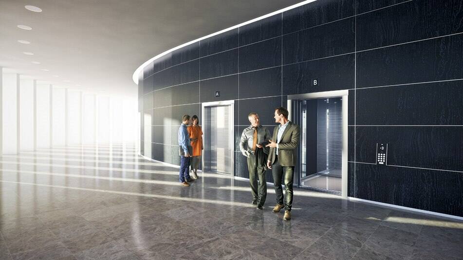 Visualisez à l'avance les options de conception des paliers pour aider à relier le hall d'entrée du bâtiment avec les visuels au sol.